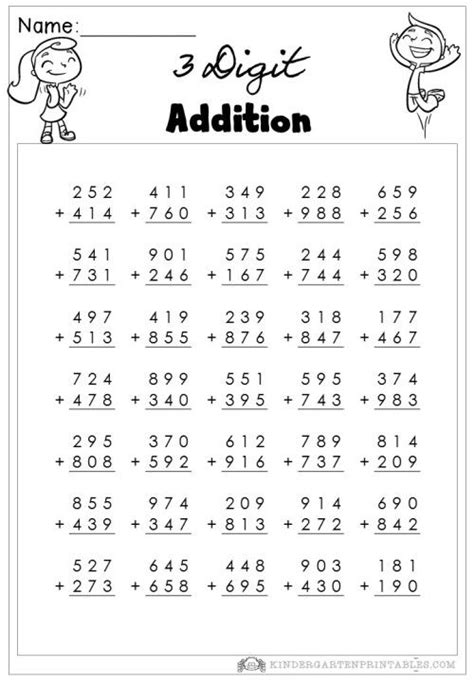 adding 3 digit numbers worksheet|Printable 3rd Grade Three.